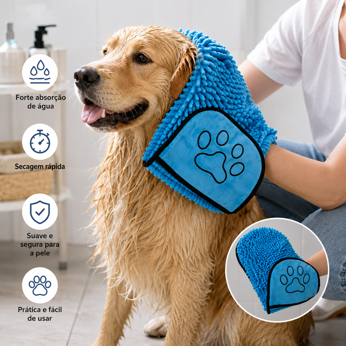 Super Absorbent Bath Towel for Small and Medium Dogs