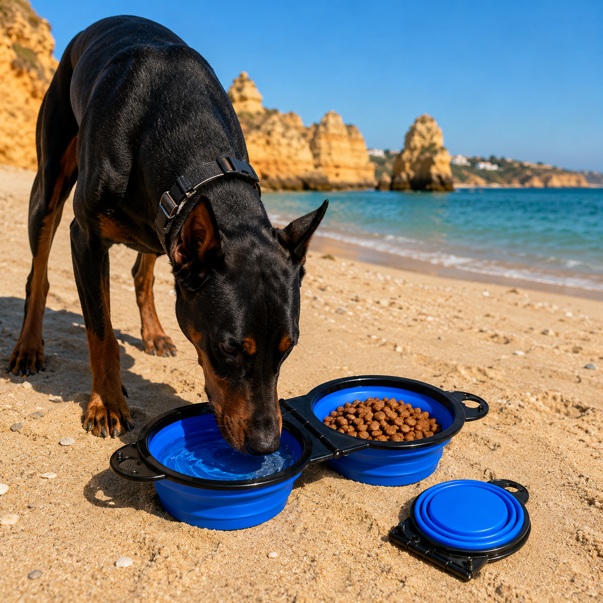 Portable Dog Food and Water Bowl