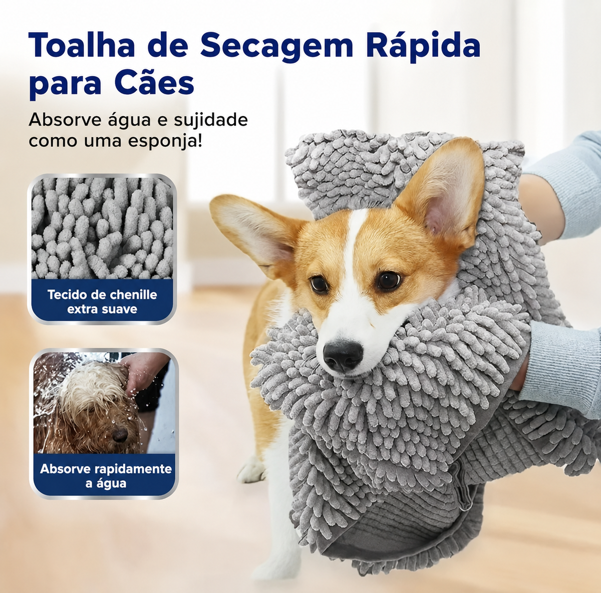 Super Absorbent Bath Towel for Small and Medium Dogs