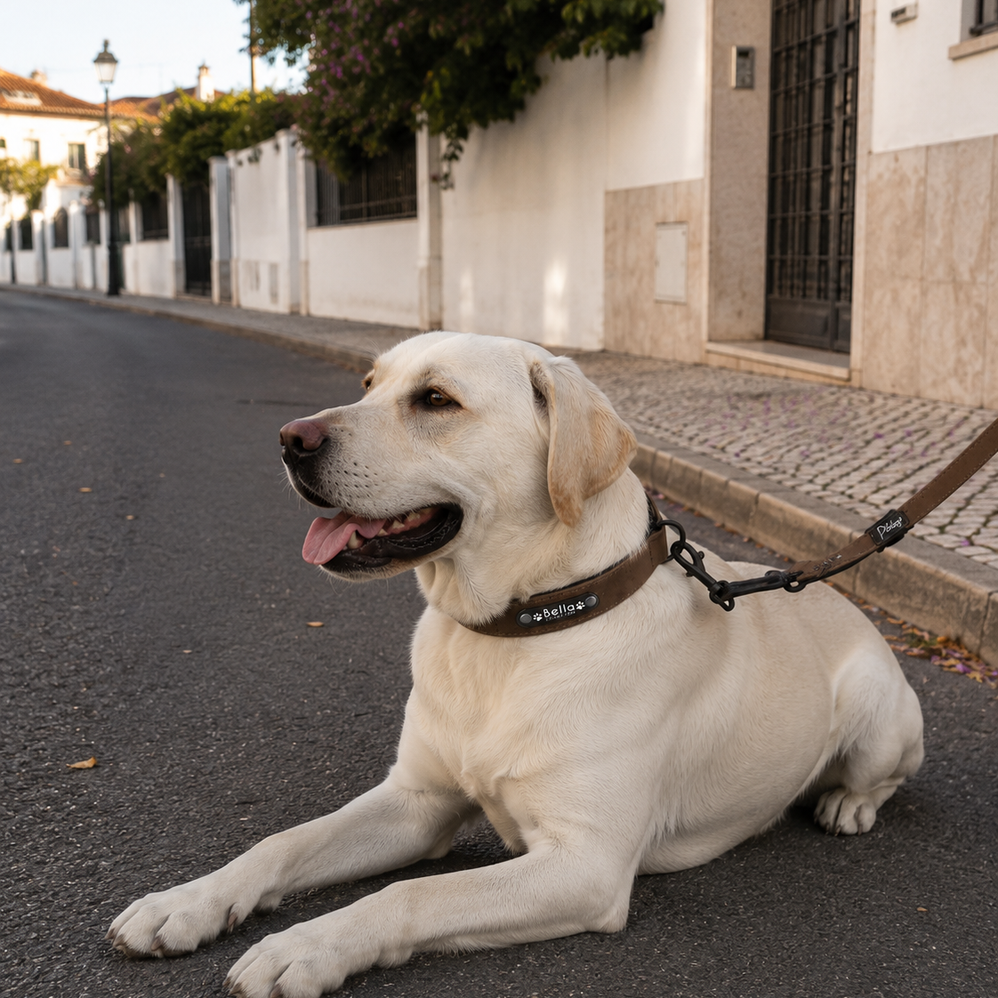 Personalized Leather Dog Collar and Leash