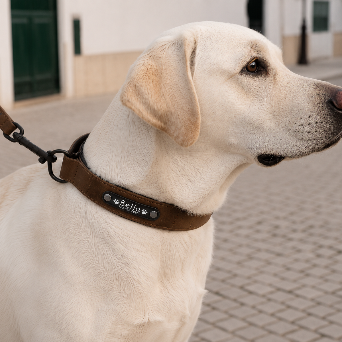 Personalized Leather Dog Collar and Leash